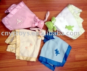 Baby Blanket w/plush bunny,plush frog,plush bear ,plush duck