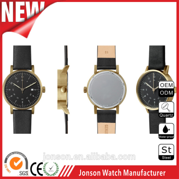 2016 new timpieces stainless steel janpanese movement black chronograph watch