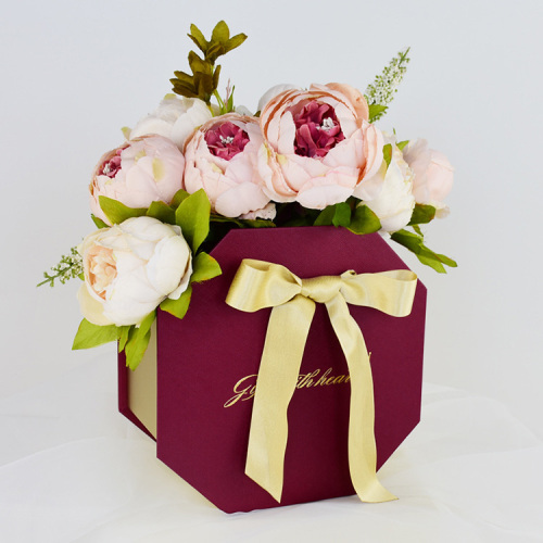 Octagon Flower Presente Box com fita
