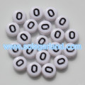 Acrylic White Coin Round Beads With Black Digit Number