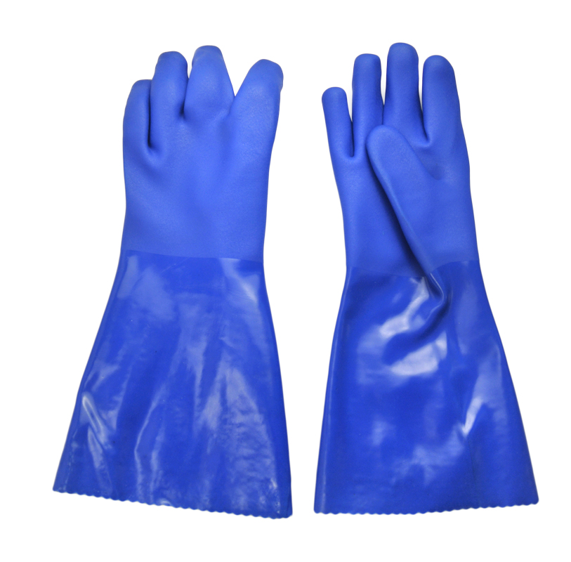 Blue PVC coated gloves 16''