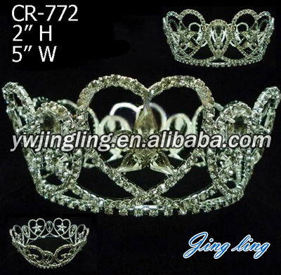 Rhinestone Beauty Queen Tiara Round Pageant Crowns