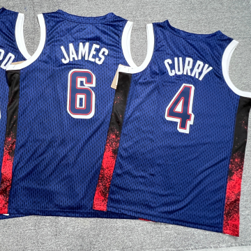 2024 USA Men's Basketball Dream Team Jerseys: James Durant & Curry White Jerseys