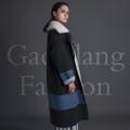 Blue and black patchwork coat