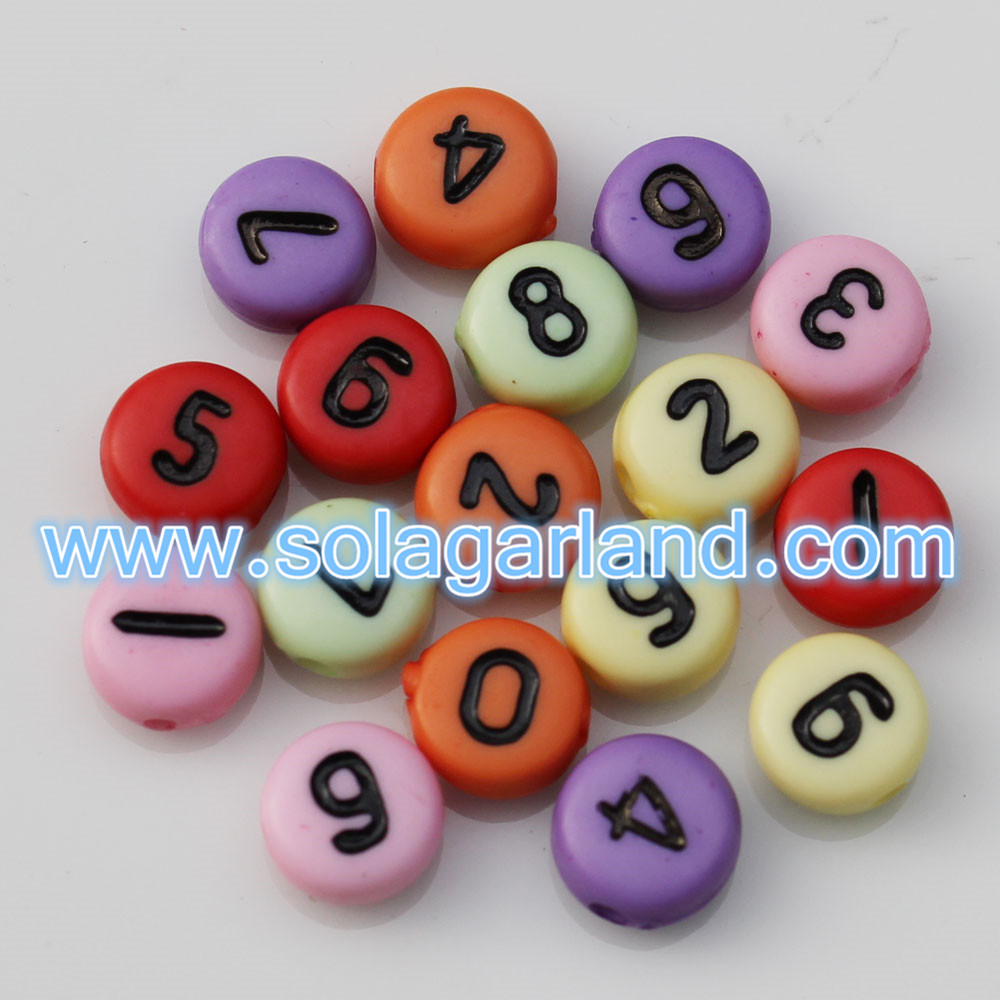 Colorful Coin Round Digit Number Beads