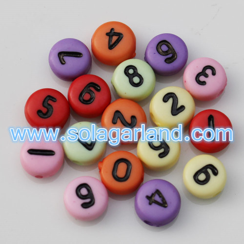 4x7MM Acrylic Opaque Coin Round Digit Number Charms 0-9