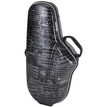 ABS Shaped alto sax case black with musical pattern