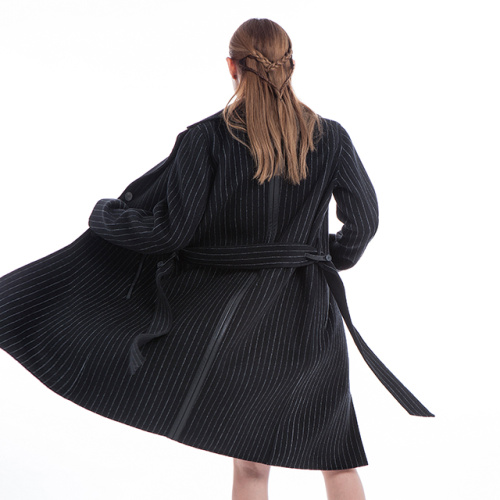 Black striped cashmere overcoat