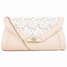 Shell Pink Crochet Panel Clutch Handbag