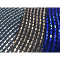 Popular Premium Blue And Black Checked Sequin Fabric