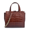 Crocodile Leather Pattern Burgundy Top Handle Handbag Gift