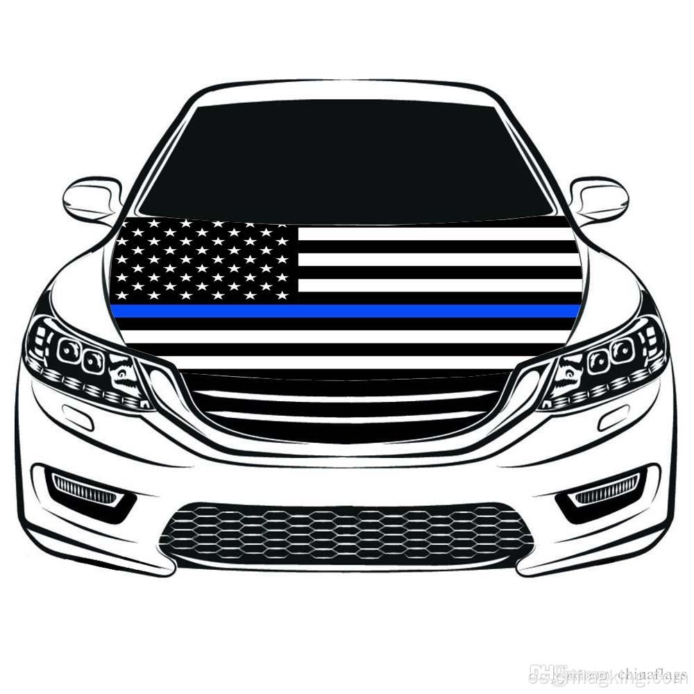 Las telas 100% elásticas de la bandera del capó del coche de Thin Blue Line USA se pueden lavar 100 * 150 cm