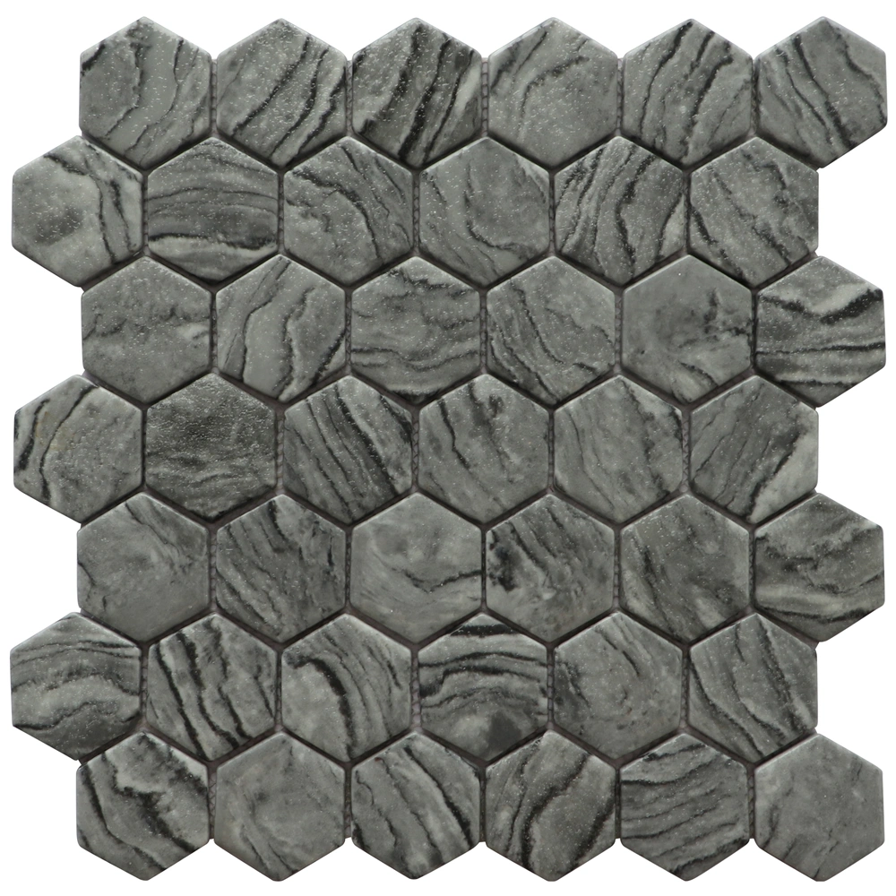 Black Fullbody Glass SPA Hexagon Mosaic Tile