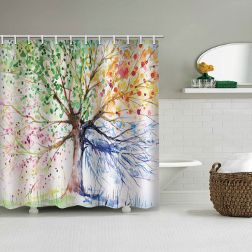 Colorful Tree Waterproof Shower Curtain Colorful Bathroom Decor with Hooks