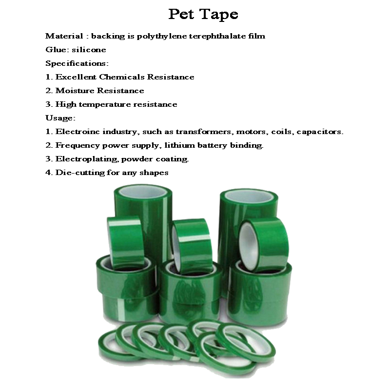 Green Polyester Silicone Adhesive Electroplating Tape Heat Resistant PET Powder Coating Tape Green Masking Tape