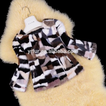 Tongxiang Fur YR640A Bright Color Young Lady Mink Fur Jacket Multi color Patchwork Fur Garment