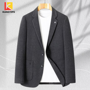 Simple Two-Button Dark Grey Casual Suit Jacket
