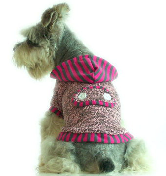 Deeppink Woollen thread cotton-padded Dog Sweater Hoodies [FD166B]