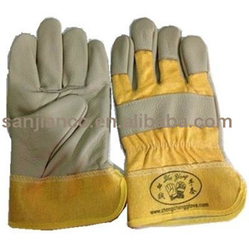AB grade cow split leather working hand oil field safety gloves
