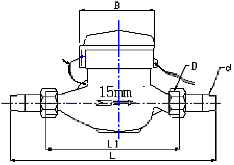 Size drawing of photoelectric water meter