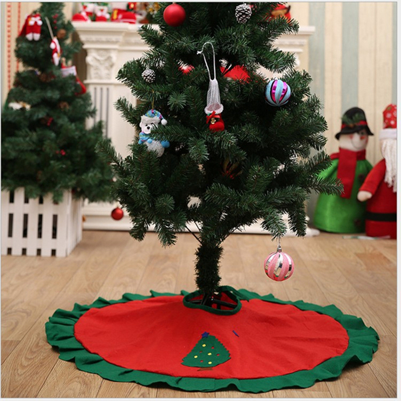 1Pc 90x90cm Christmas Tree Skirt Santa Claus Snowman Non-woven Fabric Tree Skirt New Year Decor Christmas Decorations For Home