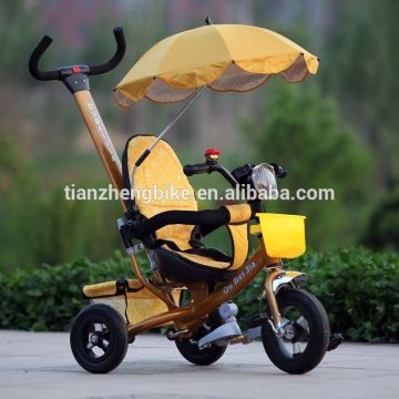 China factory baby toys three rubber wheels stroller baby tricycle with suncover