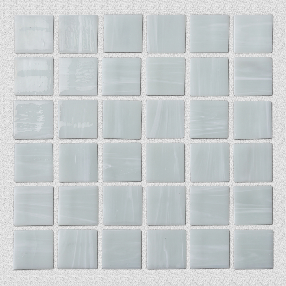 Porcelain white square glass mosaic