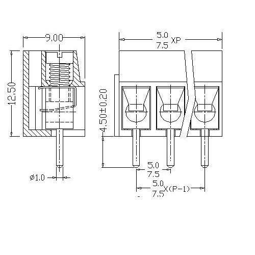 AT300V-5.0／7.5XXX-A PCB Screw Terminal Block 