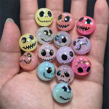 200pcs Halloween Acrylic Beads - 16mm Round Little Devils for Jewelry, Pens, Keychains & Suncatchers