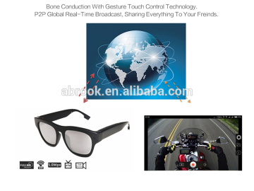 Fashion remote control 1080p full hd 5mp lens wifi spy camera glasses