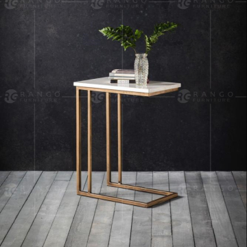RG01 Gold End Table with Marble Top