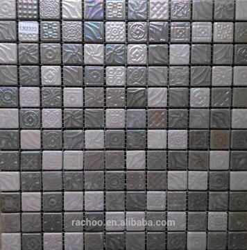 Black solid glass mosaic tile floor bathroom kitchen decor.