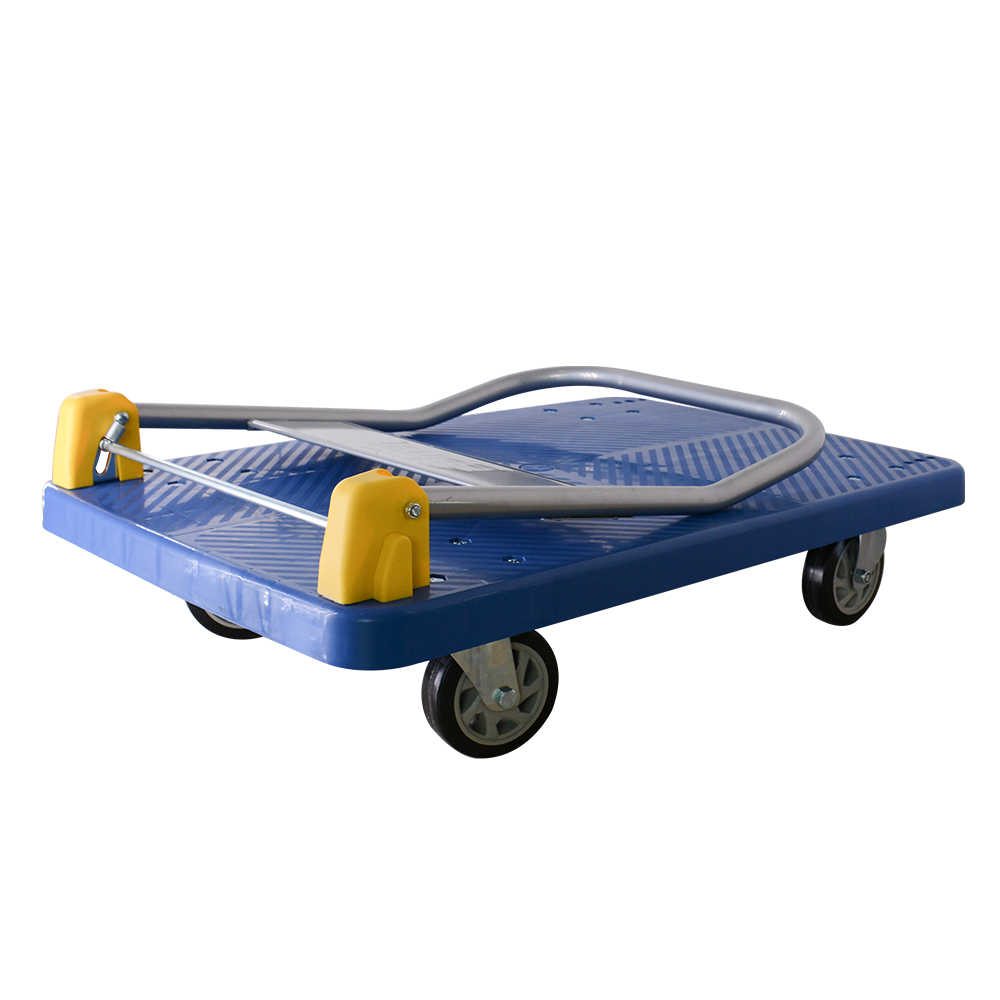 Blue Folding Platform Trolley Market Cart