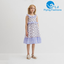 white and blue tiered Frill Neck Midi Dress