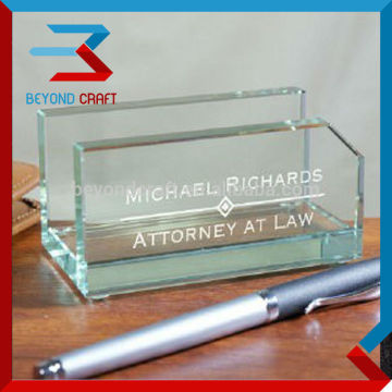office glass engraved name card holders