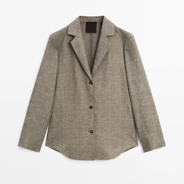 Women's lightweight plaid cotton blend suit jacket