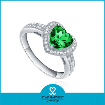 925 sterling silver heart shape jade ring