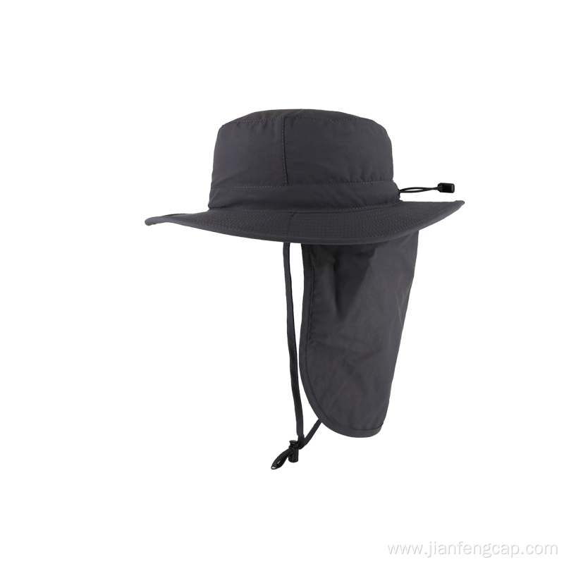 Nylon fabric bucket hat with cape