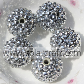 18 * 20MM Silber Big Sale Loses Harz Strass Massive DIY Kinder Halskette Perlen