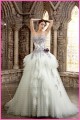 2015 Vintage Purple Flower Sash Lace-up Bodice Ruffled Tulle Robes The Bride