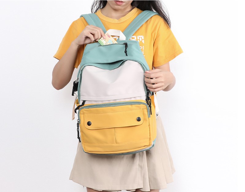 New casual pink foldable student canvas laptop compartment shoulder backpack bags for teenagers