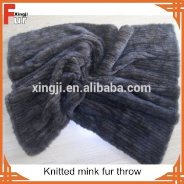 Hand Knitted Real Mink Fur Throw
