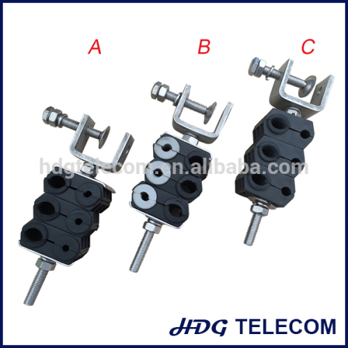 Stainless Steel 6 run fiber cable and power cable clamp, cable hanger