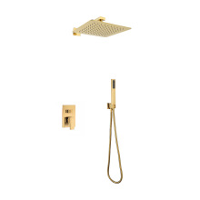Hot and cold gold wall mounted shower set