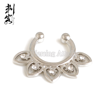 Heart Loop Gems Fake Septum Piercing Non Piercing Nose Ring