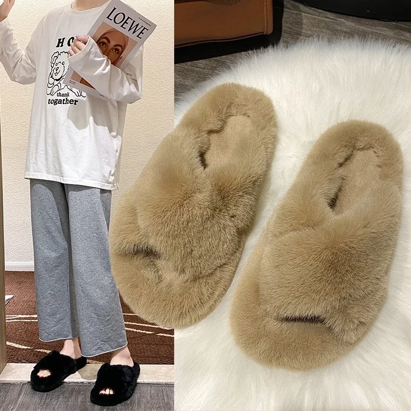 Superstarer Colorful Outdoor Women's Faux Fur Furry Slippers House Unisex EVA Fur Fuzzy Slipper Sandals for Ladies