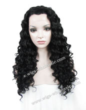 Dark Brown Heat Resistant Long Curly Synthetic Lace Front Wig