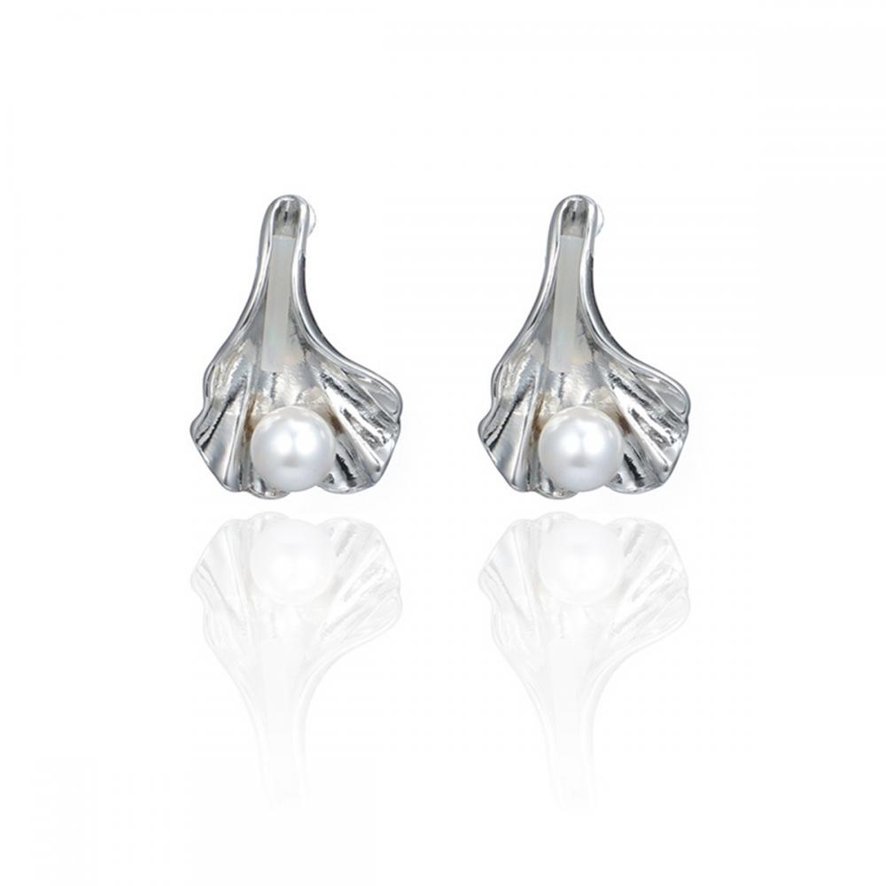 Mode Nouveau Géométrique Simple Tempérament En Métal Plis Shell Perle Boucles D&#39;oreilles Gélule Dangler Beaux Bijoux Cadeau Pour Les Femmes