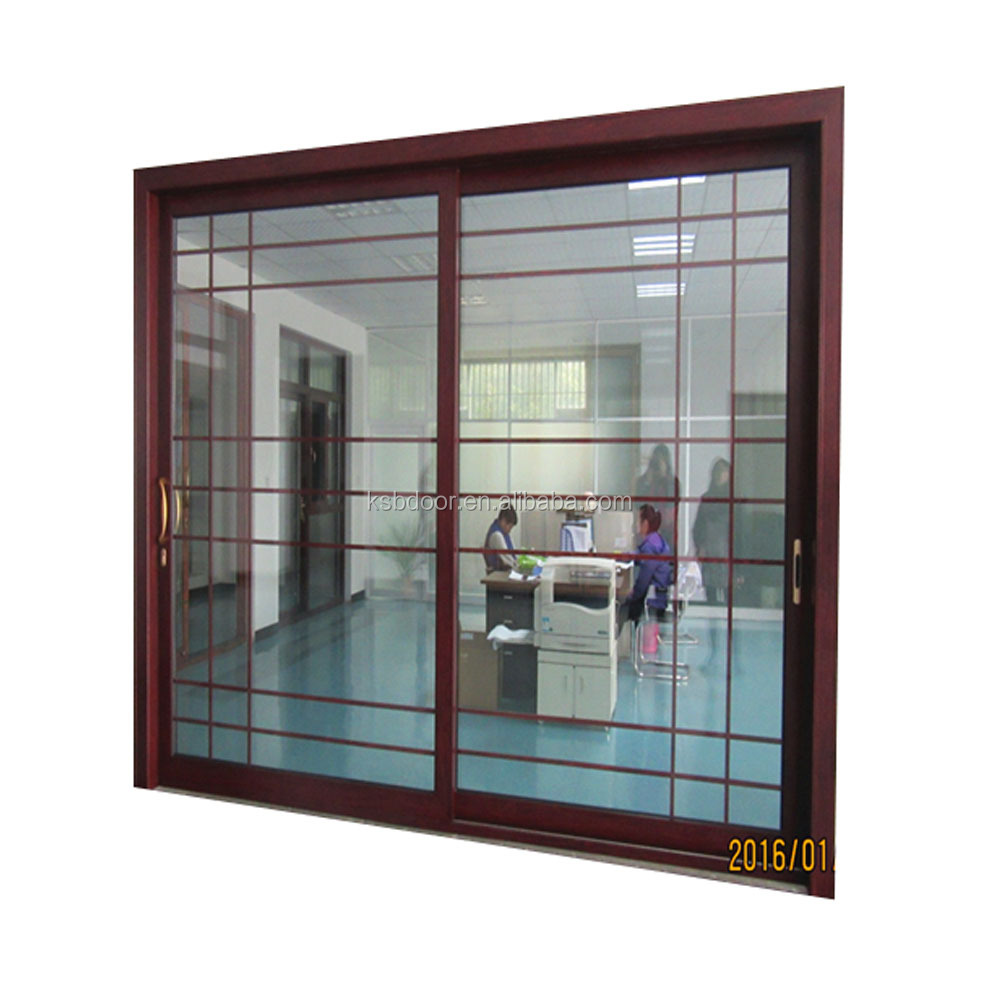 Foshan supplier 2.0mm thick heavy duty double glazing aluminium main entrance sliding door