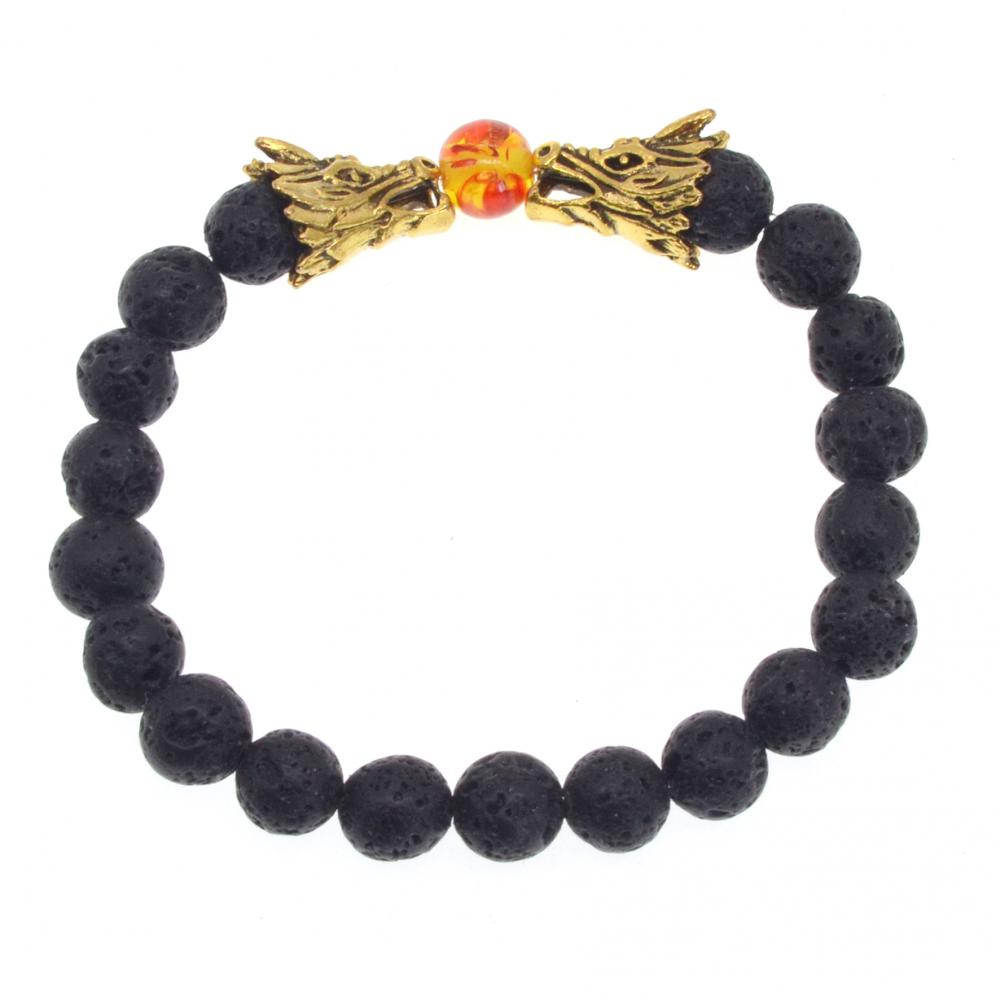 Dragon Head Lava piedra 8 MM pulsera con cuentas